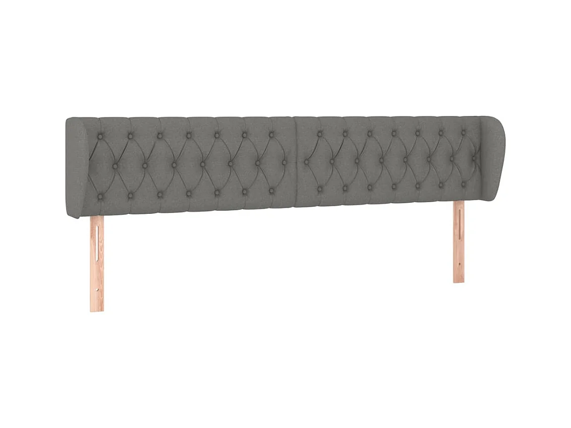 Tête de lit avec oreilles Gris foncé 203x23x78/88 cm Tissu