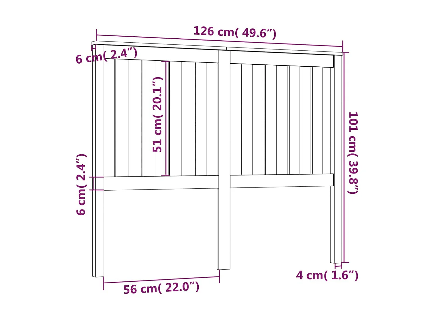 Cabeceira 126x6x101 cm Madeira maciça de pinho