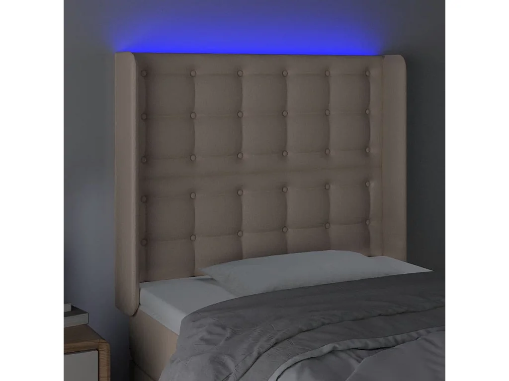 Testiera LED Cappuccino 103x16x118/128 cm Ecopelle