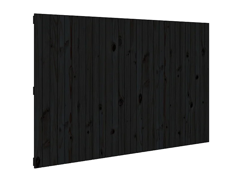 Testiera a muro Nera 185x3x110 cm Legno di pino massiccio