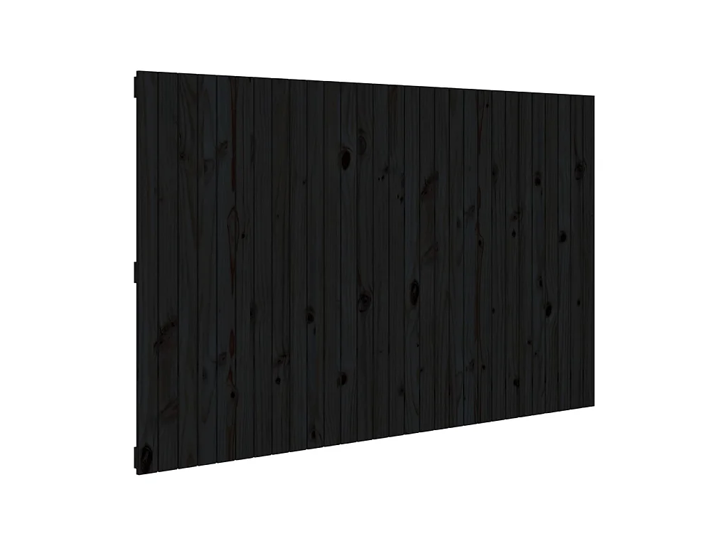 Tête de lit murale Noir 185x3x110 cm Bois massif de pin