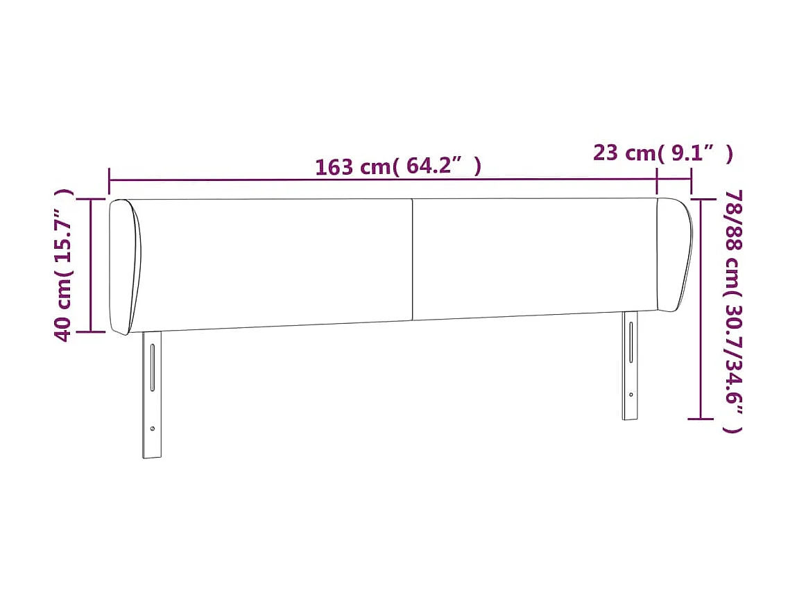 Tête de lit avec oreilles Rose 163x23x78/88 cm Velours