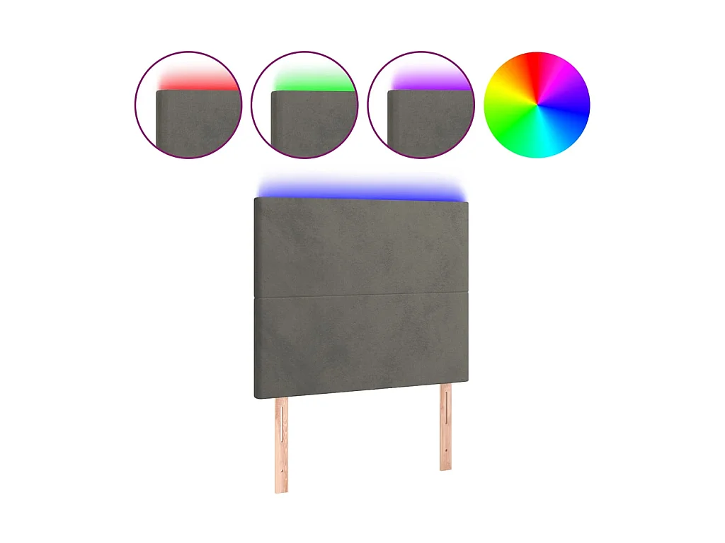 Tête de lit à LED Gris foncé 100x5x118/128 cm Velours