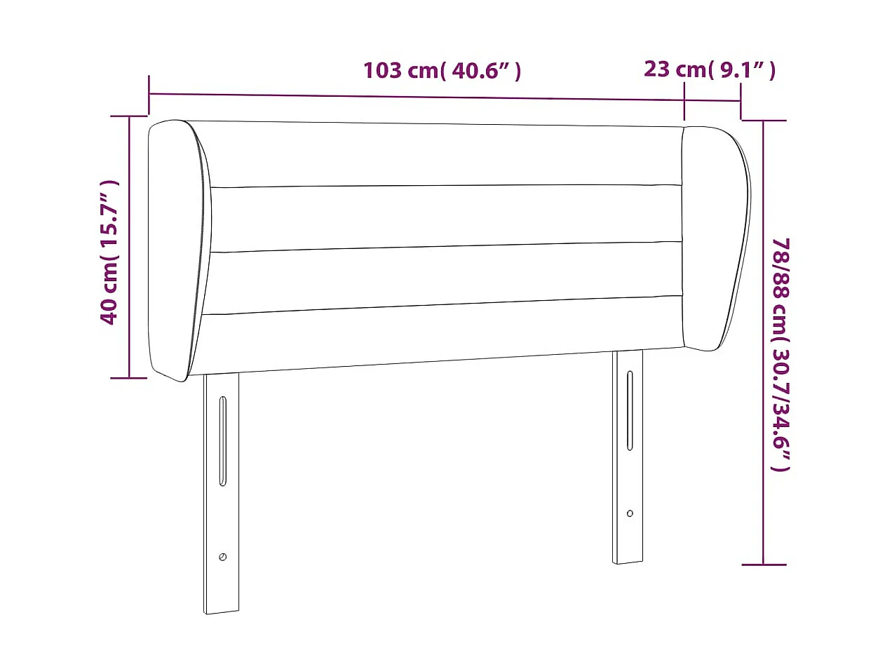 Tête de lit avec oreilles Noir 103x23x78/88 cm Tissu