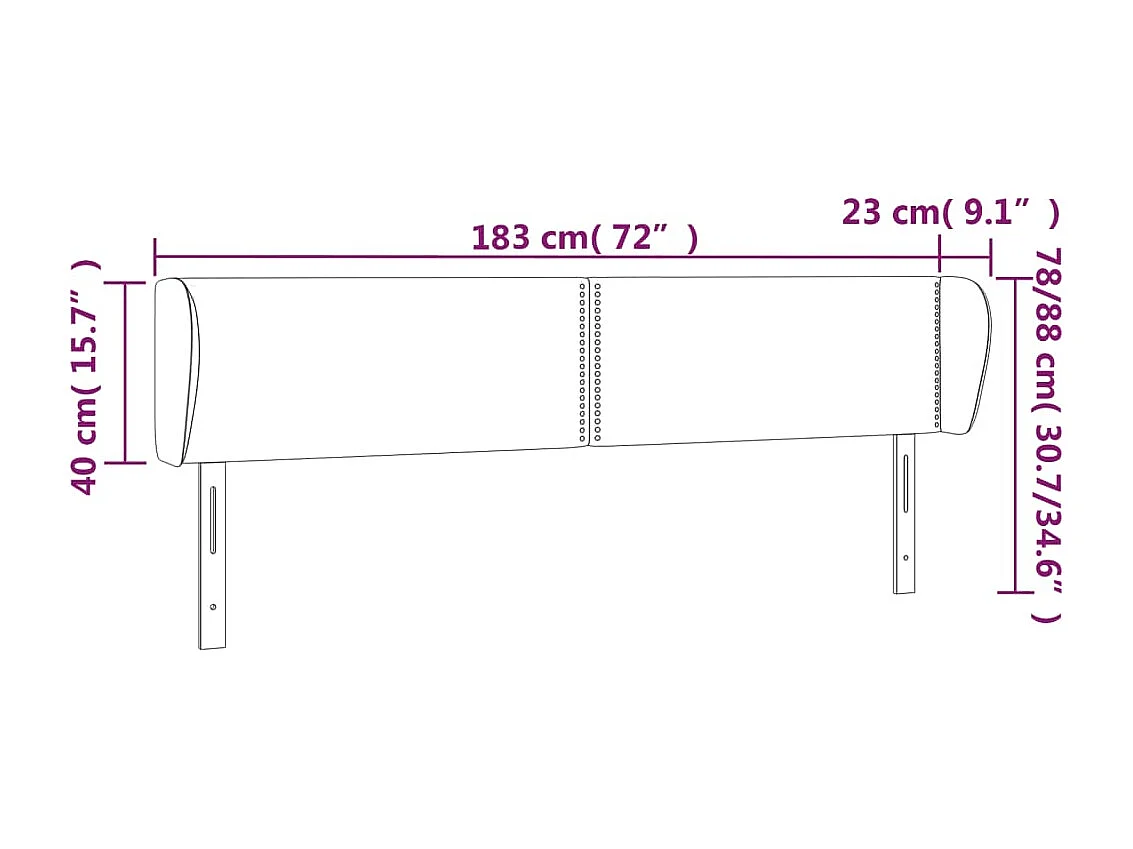 Tête de lit avec oreilles Blanc 183x23x78/88 cm Similicuir