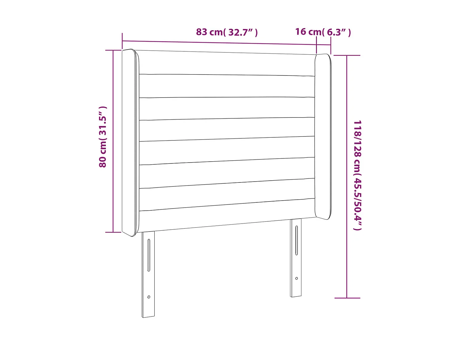 LED-hoofdbord Lichtgrijs 83x16x118/128 cm Stof