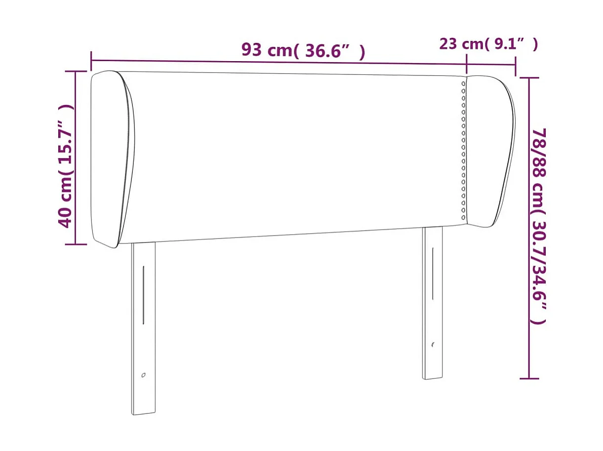 Tête de lit avec oreilles Noir 93x23x78/88 cm Tissu