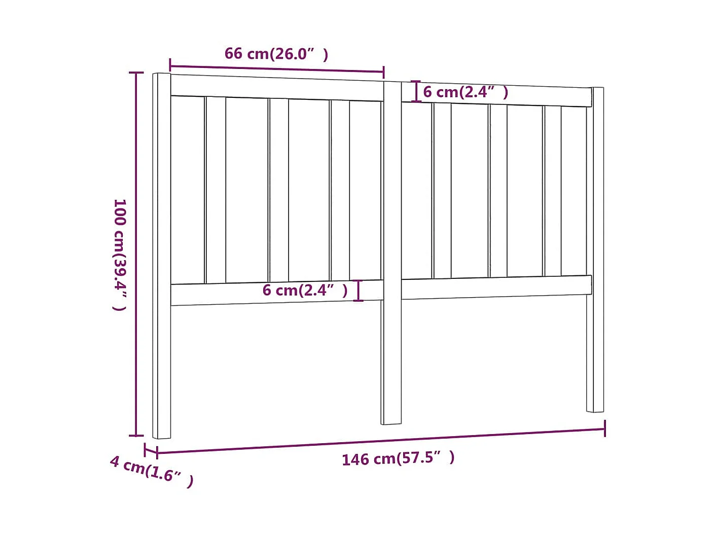 Hoofdbord 146x4x100 cm Massief grenenhout