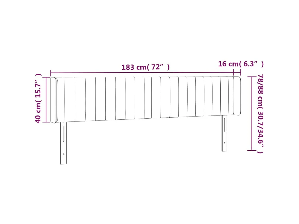 Kopfteil mit Ohren Creme 183x16x78/88 cm Stoff