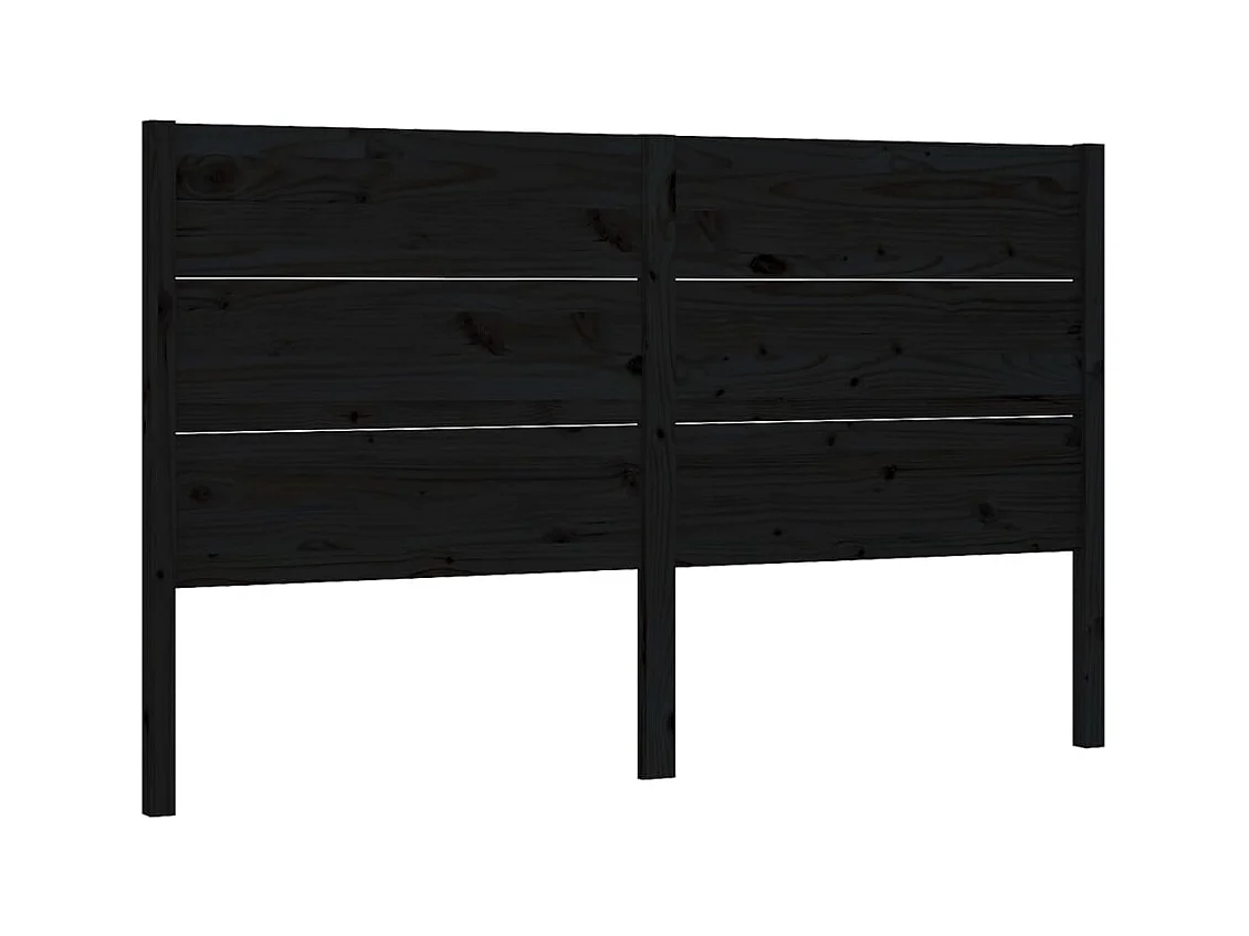 Tête de lit Noir 206x4x100 cm Bois massif de pin