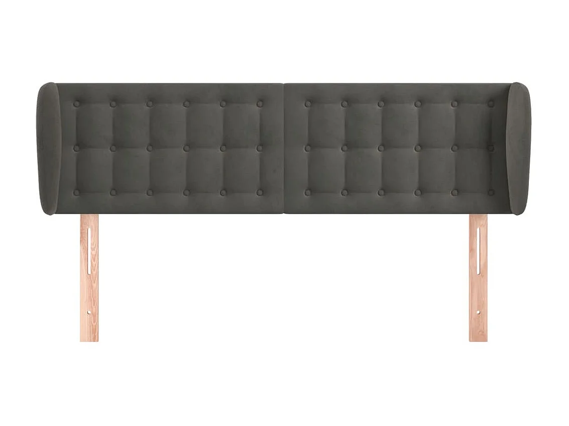 Cabeceira com orelhas Cinza escuro 147x23x78/88 cm Veludo