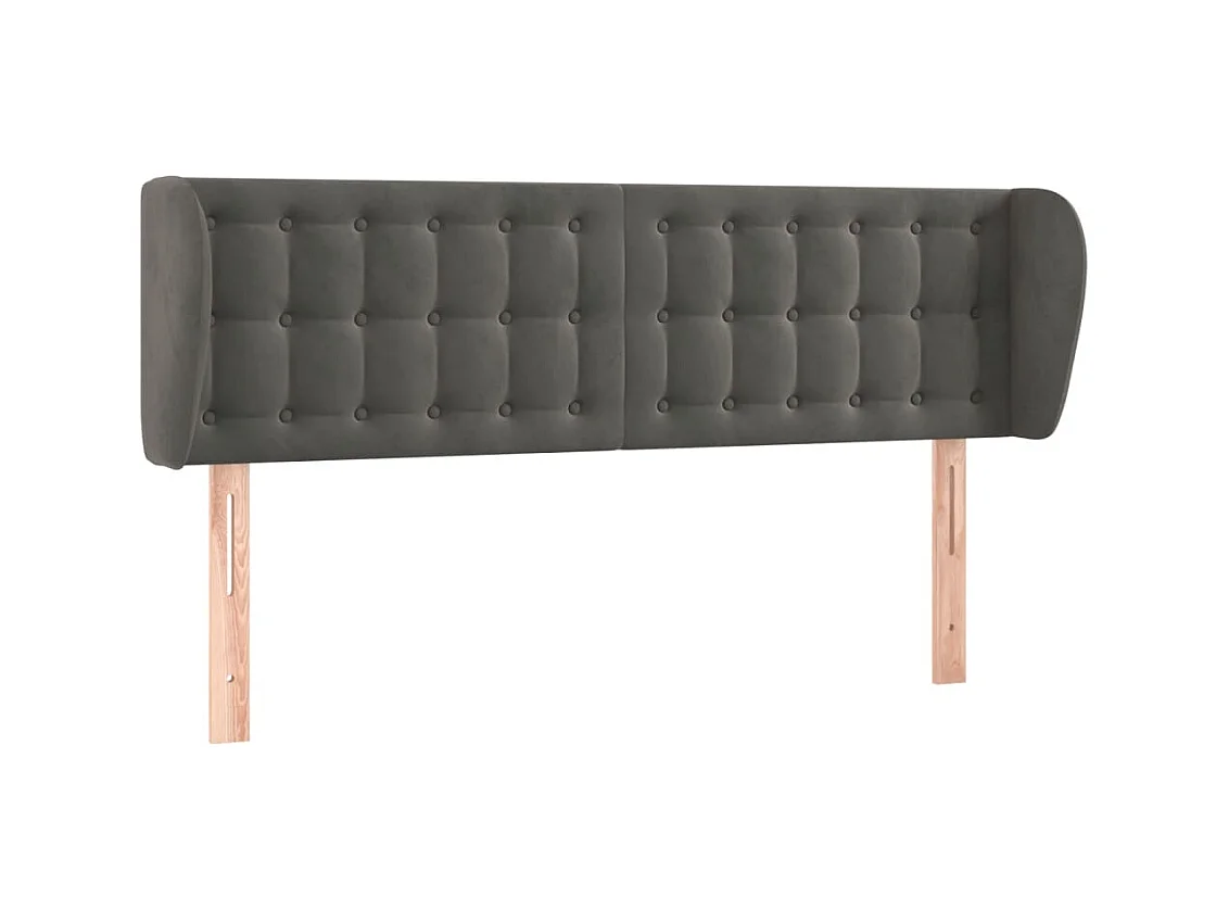 Testiera con orecchie Grigio scuro 147x23x78/88 cm Velluto