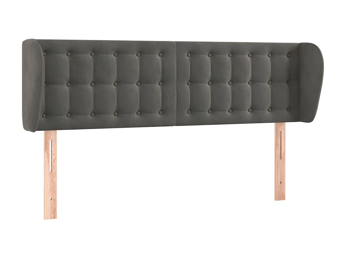Tête de lit avec oreilles Gris foncé 147x23x78/88 cm Velours