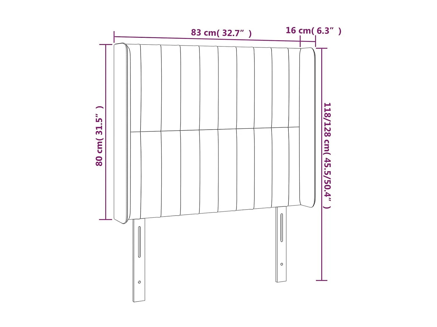 Tête de lit avec oreilles Bleu 83x16x118/128 cm Tissu