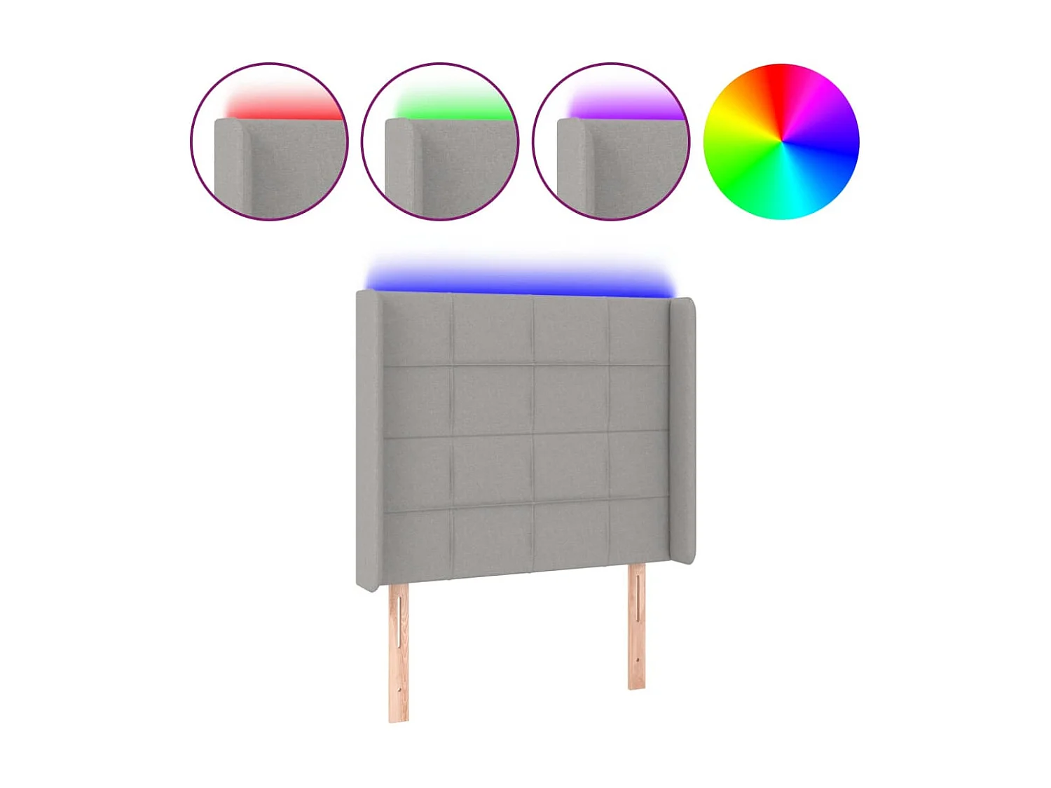 Cabecero LED Gris claro 83x16x118/128 cm Tela