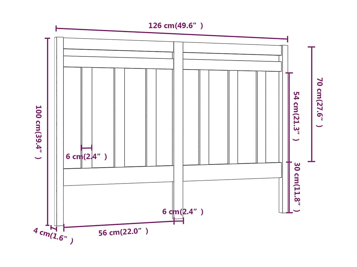Kopfteil 126x4x100 cm Massives Kiefernholz