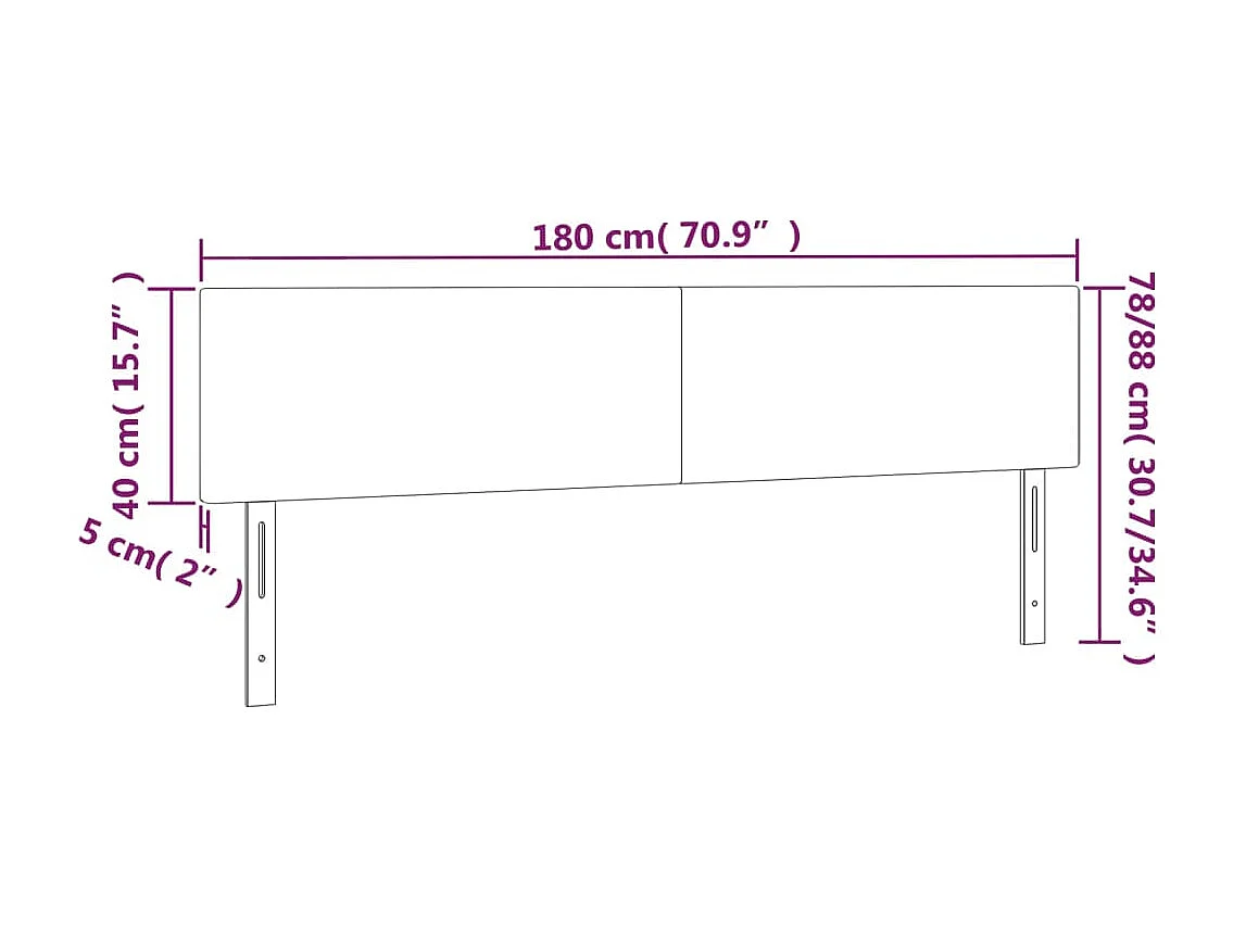 Cabeceros 2 uds Azul 90x5x78/88 cm Tela