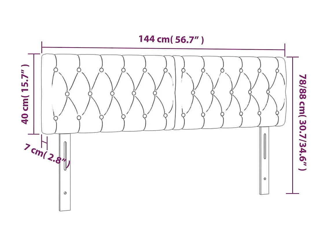 Têtes de lit 2 pcs Noir 72x7x78/88 cm Tissu