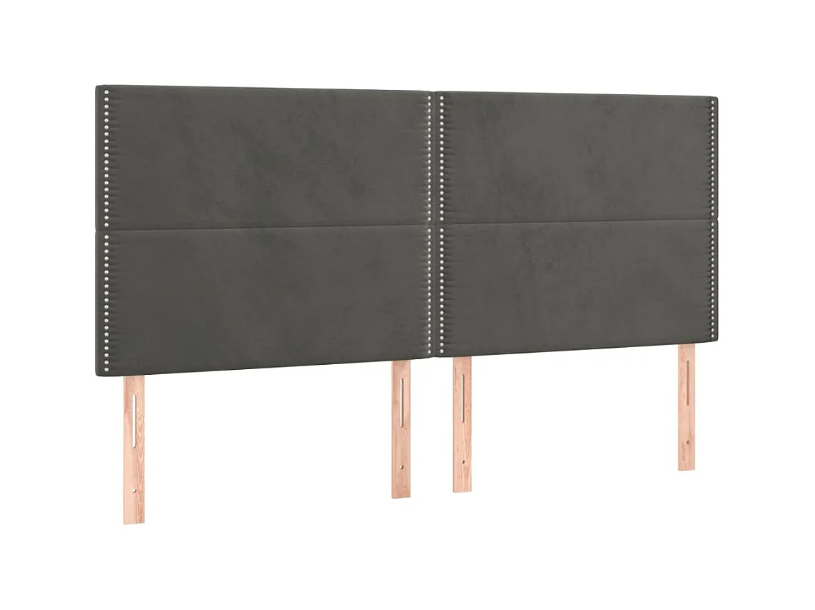 Têtes de lit 4 pcs Gris foncé 90x5x78/88 cm Velours