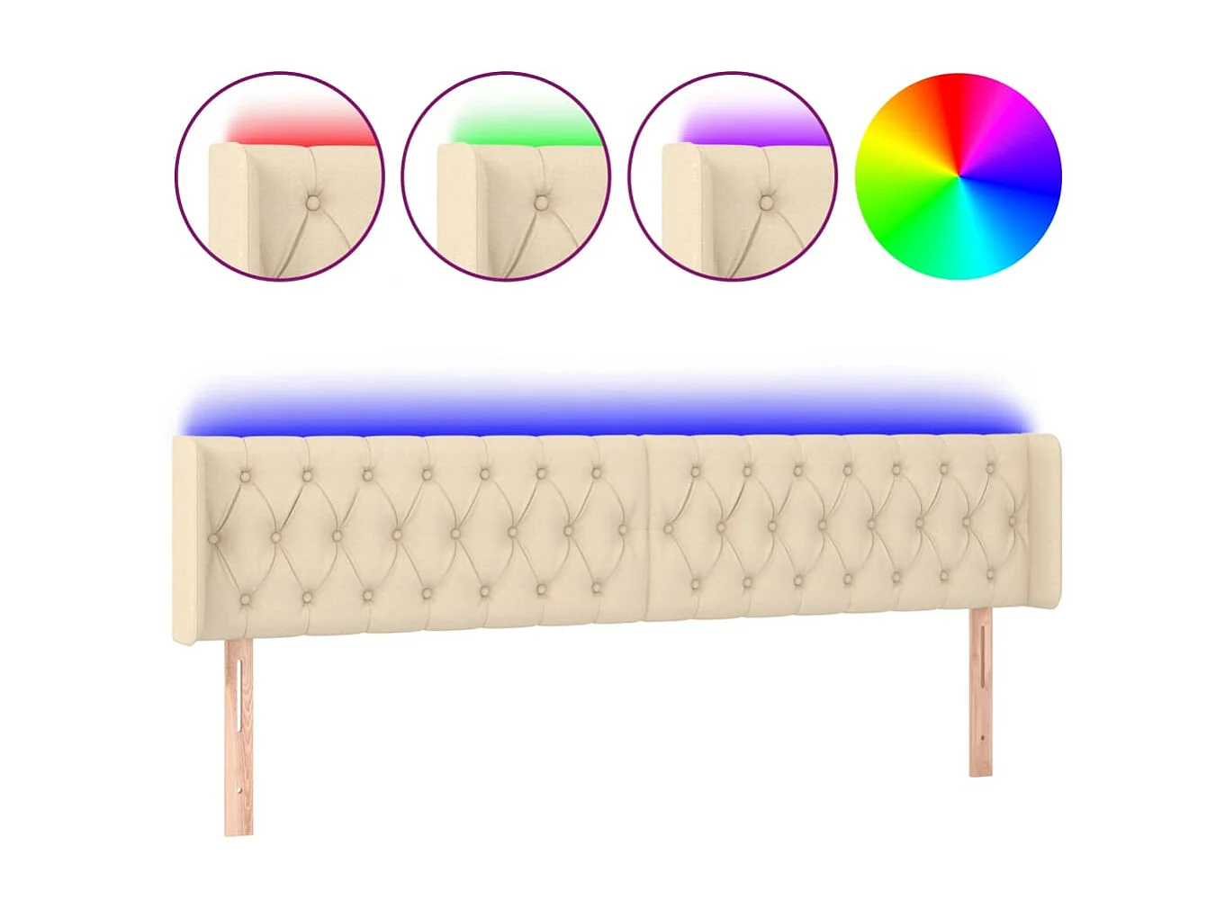 Cabecero LED Crema 183x16x78/88 cm Tela