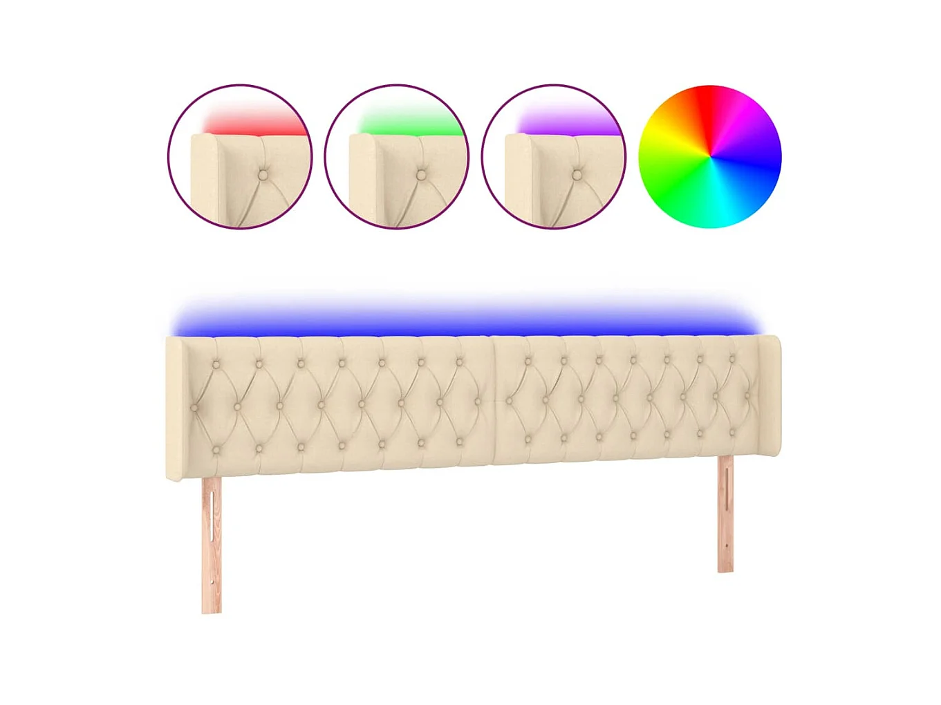 Tête de lit à LED Crème 183x16x78/88 cm Tissu
