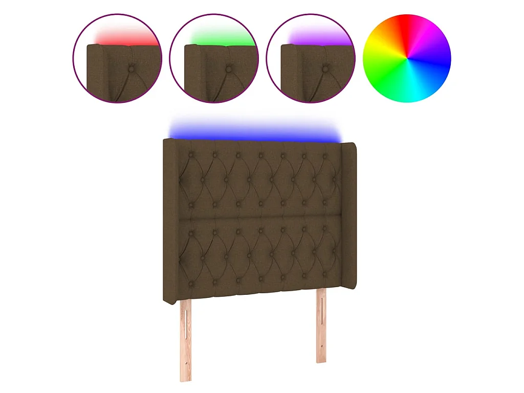 Testiera LED Testa di moro 103x16x118/128 cm Tessuto