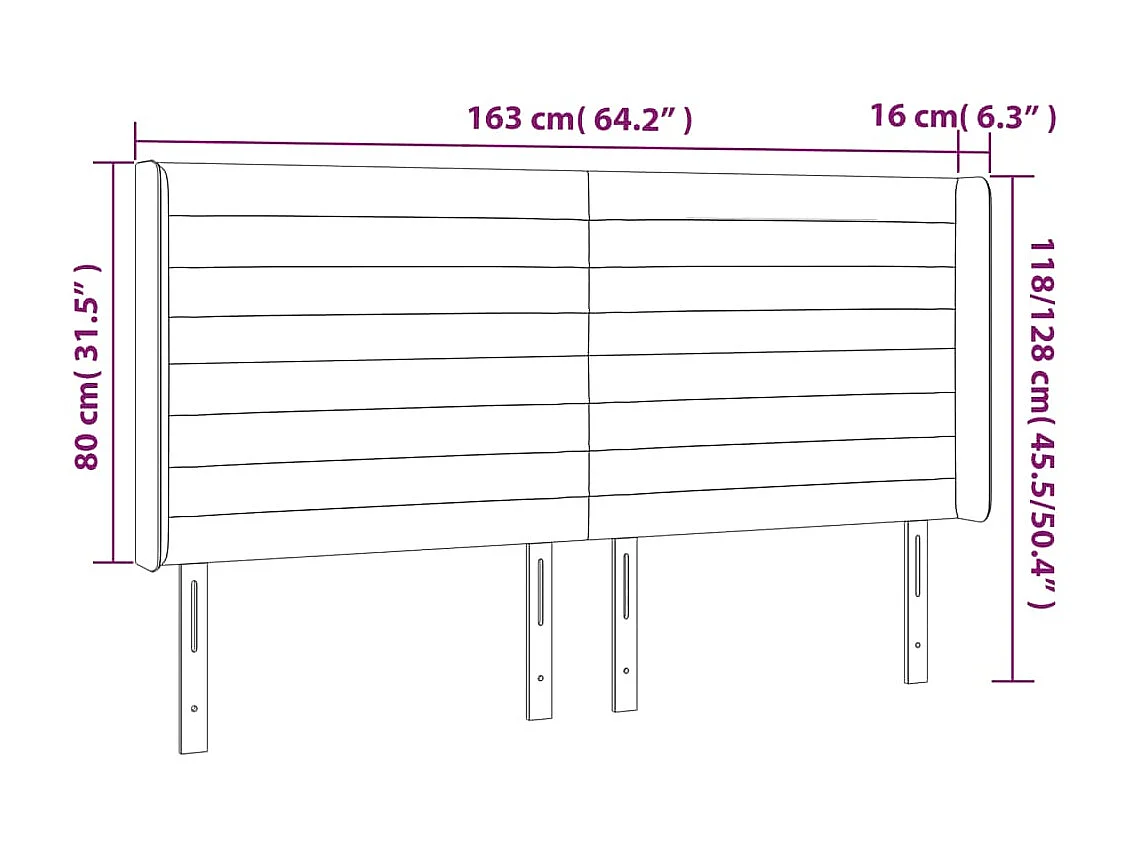 Cabecero LED Negro 163x16x118/128 cm Terciopelo