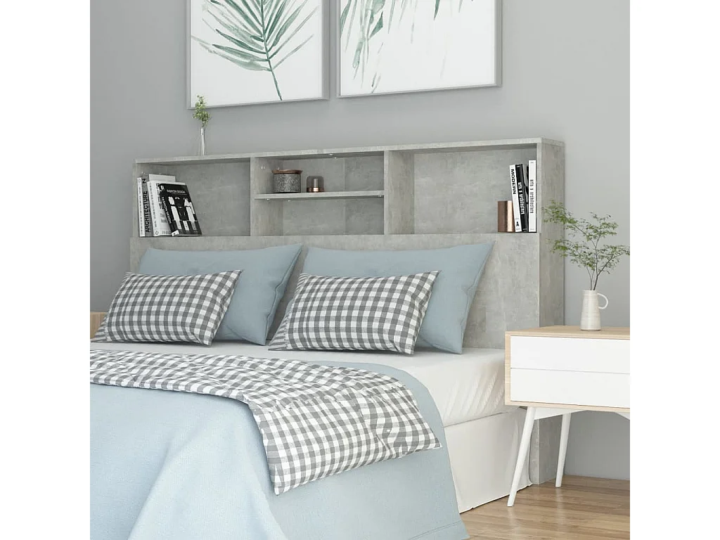 Armoire de tête de lit Gris béton 160x19x103,5 cm