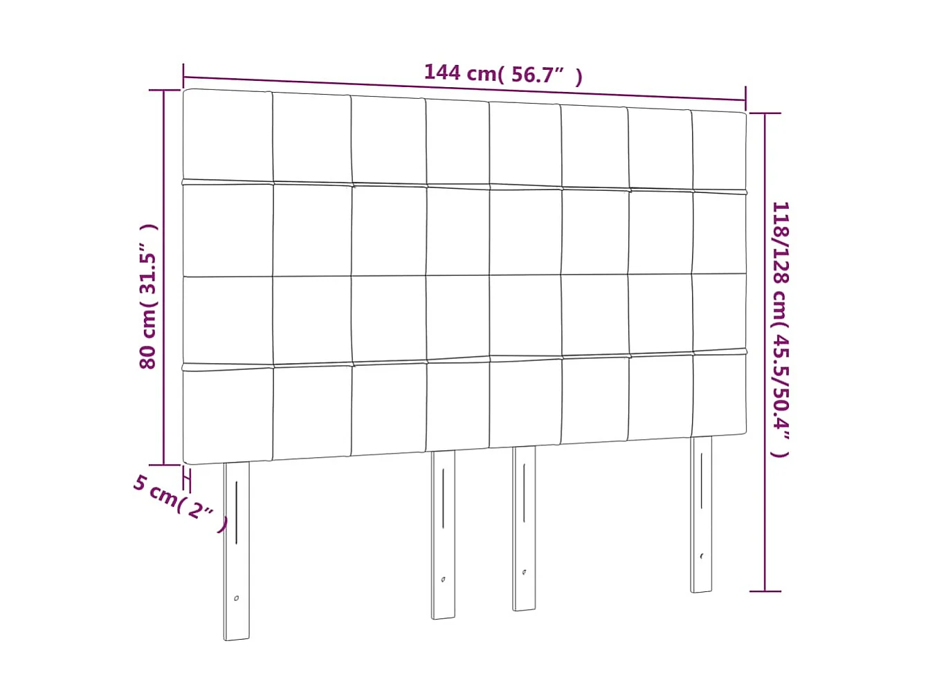 Tête de lit à LED Gris foncé 144x5x118/128 cm Velours