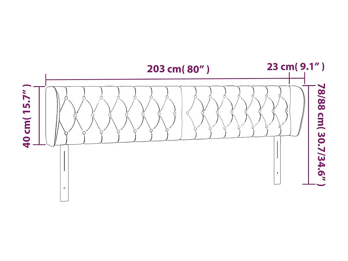 Tête de lit avec oreilles Bleu 203x23x78/88 cm Tissu