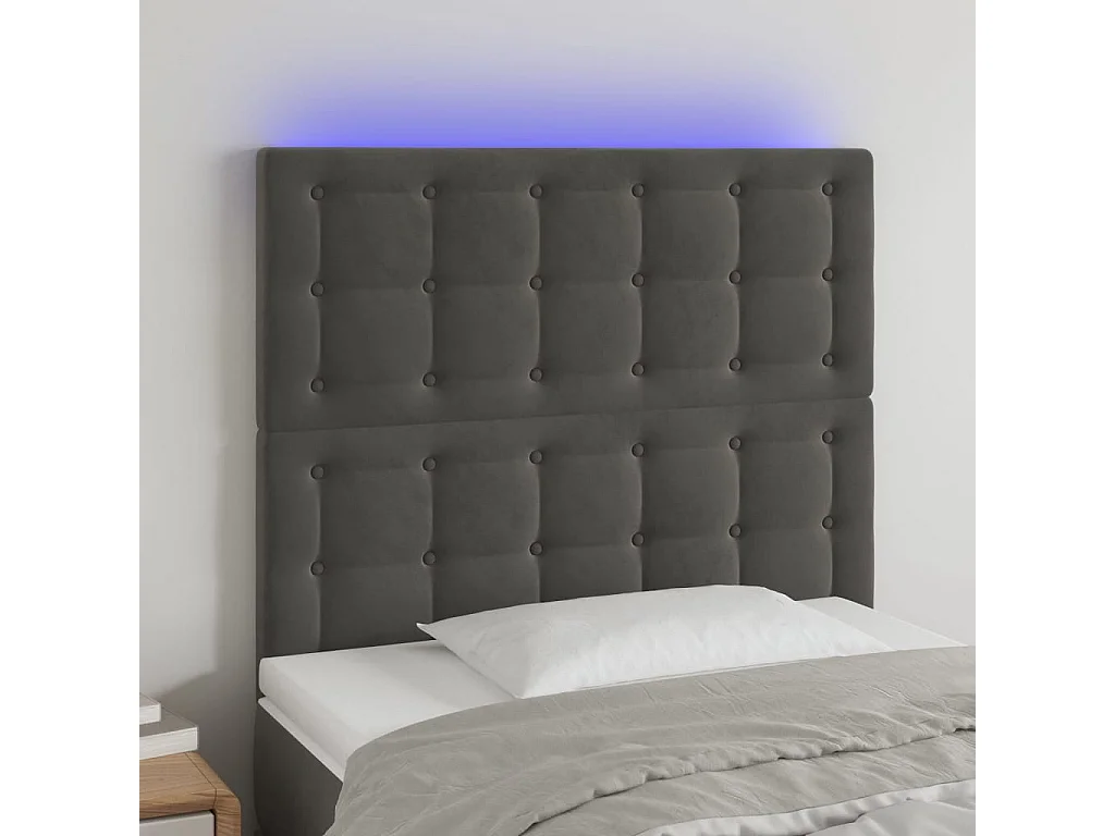 Cabecero LED Gris oscuro 100x5x118/128 cm Terciopelo