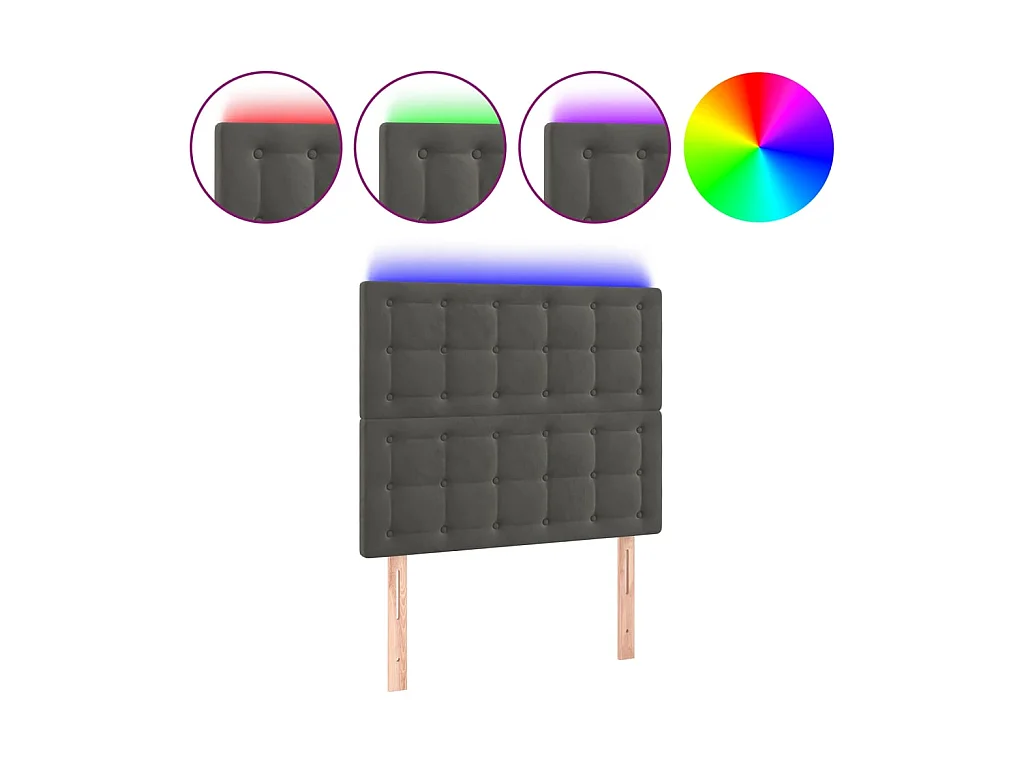 Tête de lit à LED Gris foncé 100x5x118/128 cm Velours