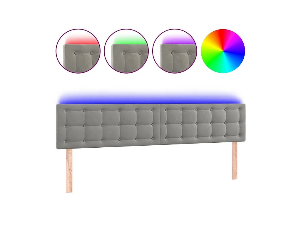 LED-hoofdbord Lichtgrijs 160x5x78/88 cm Fluweel