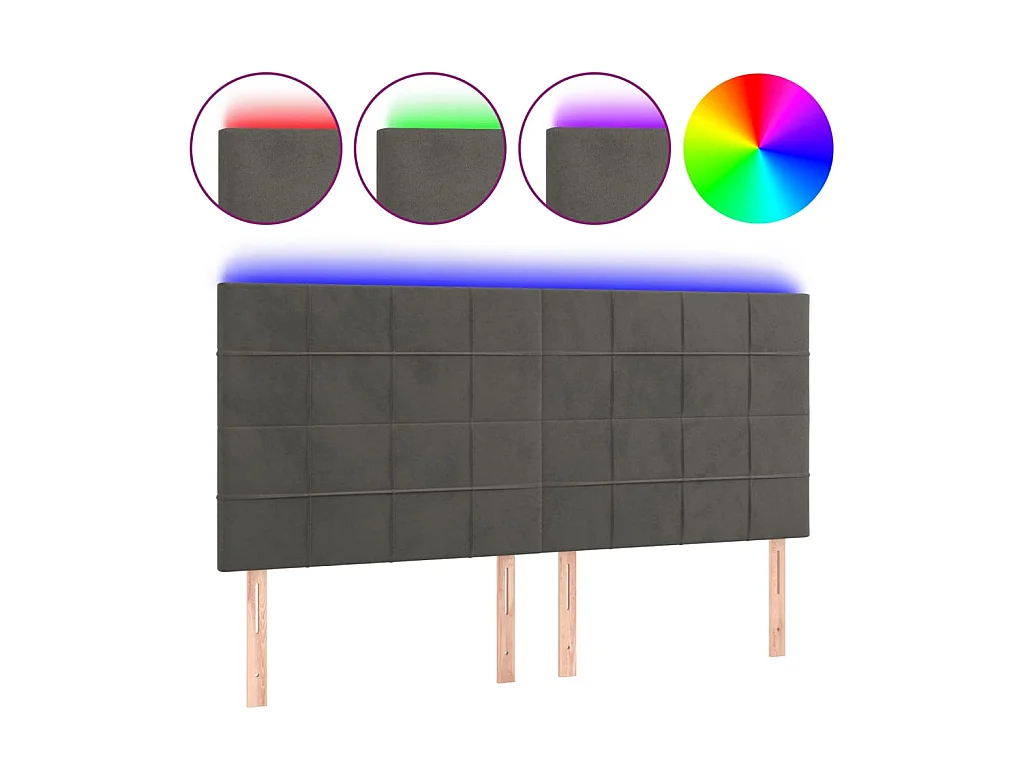 Tête de lit à LED Gris foncé 200x5x118/128 cm Velours