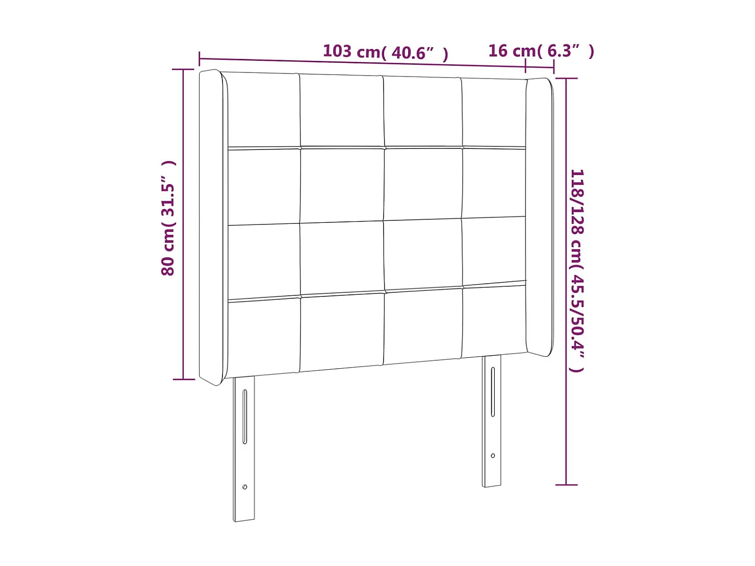 Tête de lit avec oreilles Crème 103x16x118/128 cm Tissu