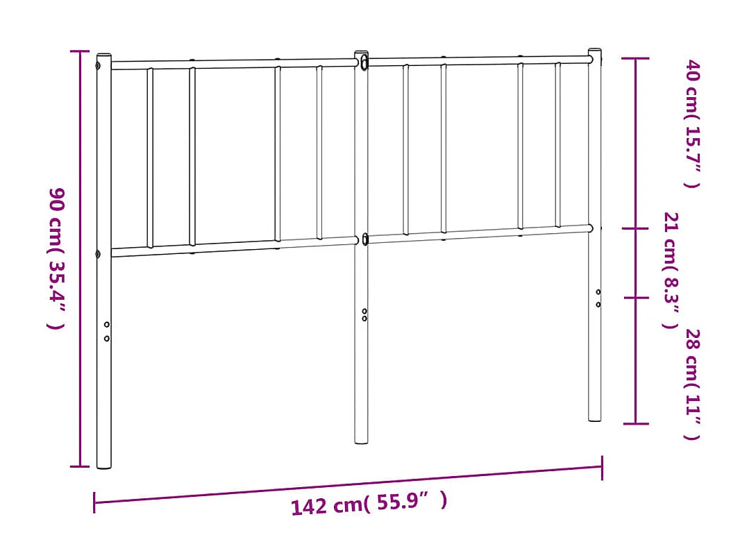 Tête de lit métal blanc 135 cm