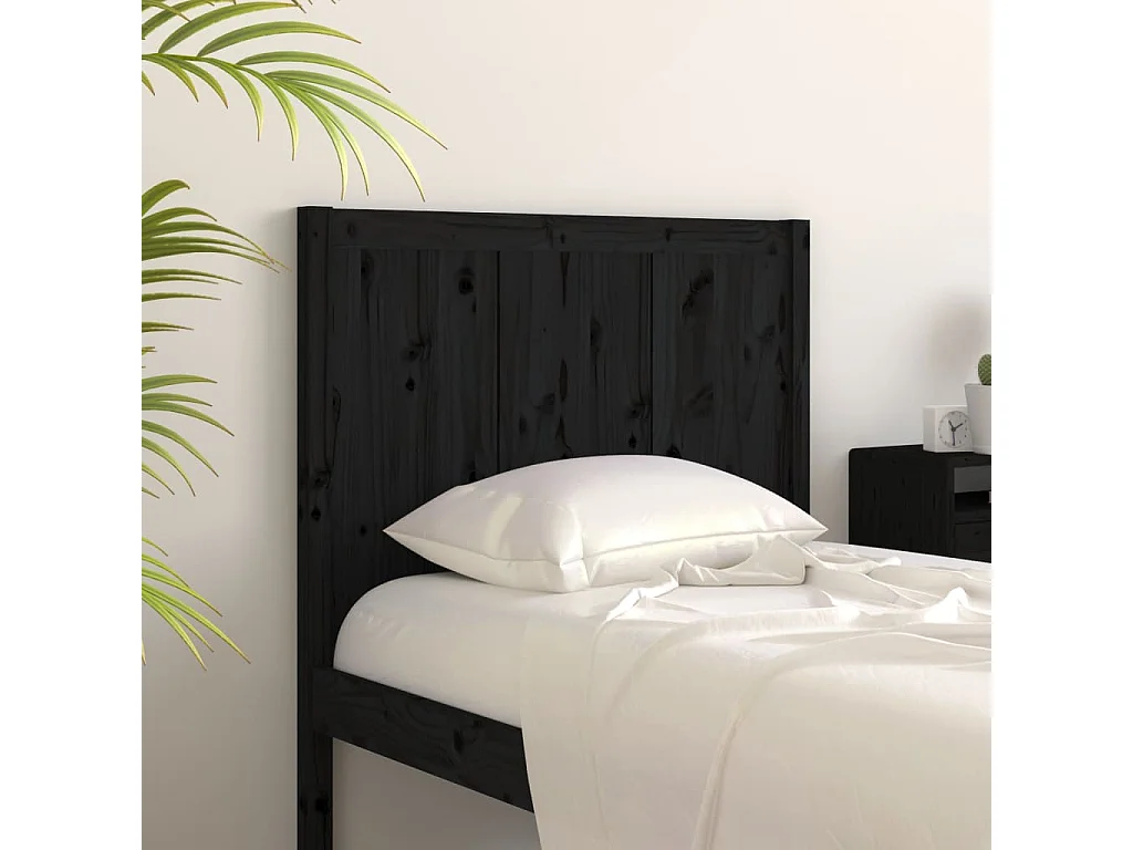 Tête de lit Noir 95,5x4x100 cm Bois massif de pin