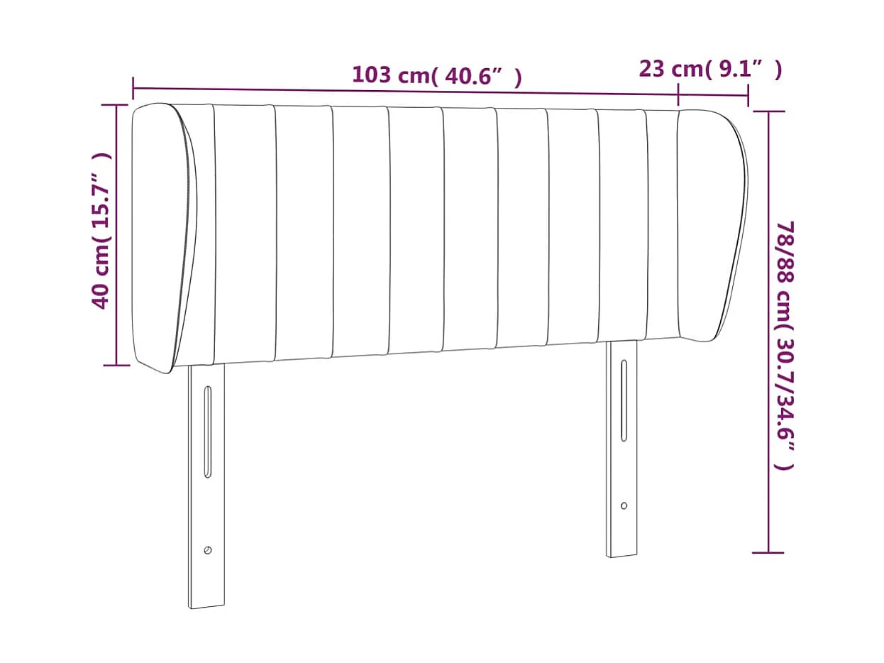 Tête de lit avec oreilles Gris clair 103x23x78/88 cm Velours