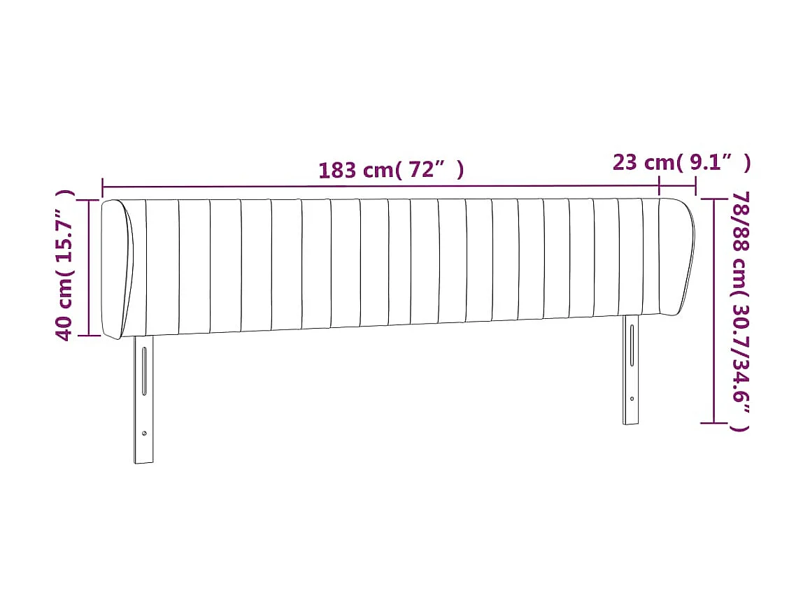 Tête de lit avec oreilles Bleu 183x23x78/88 cm Tissu