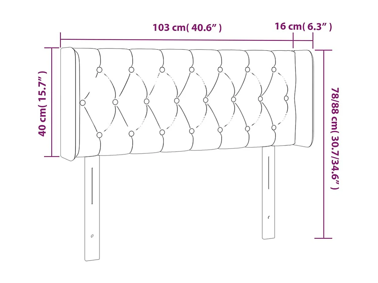 Tête de lit à LED Taupe 103x16x78/88 cm Tissu