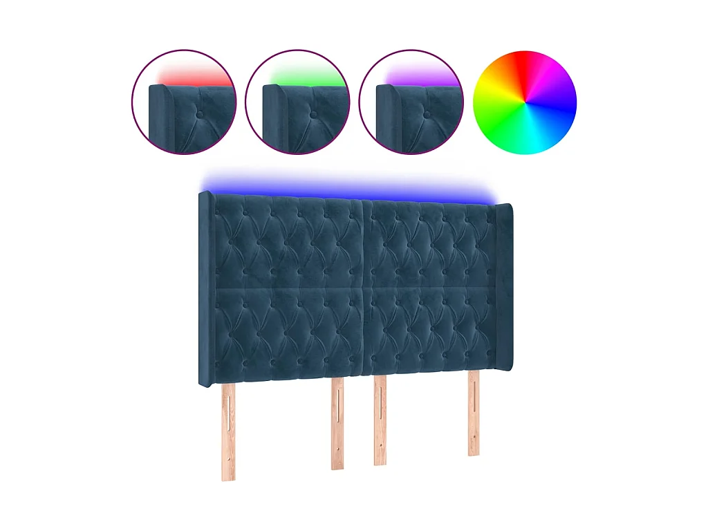 Testiera LED Blu scuro 147x16x118/128 cm Velluto