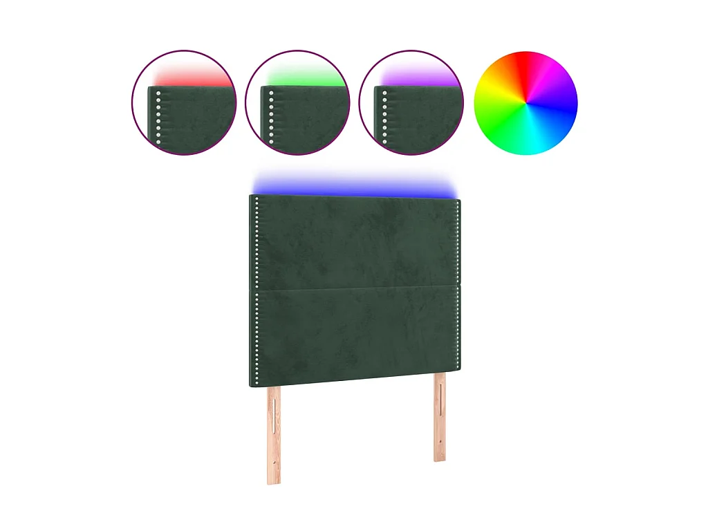 Tête de lit à LED Vert foncé 100x5x118/128 cm Velours