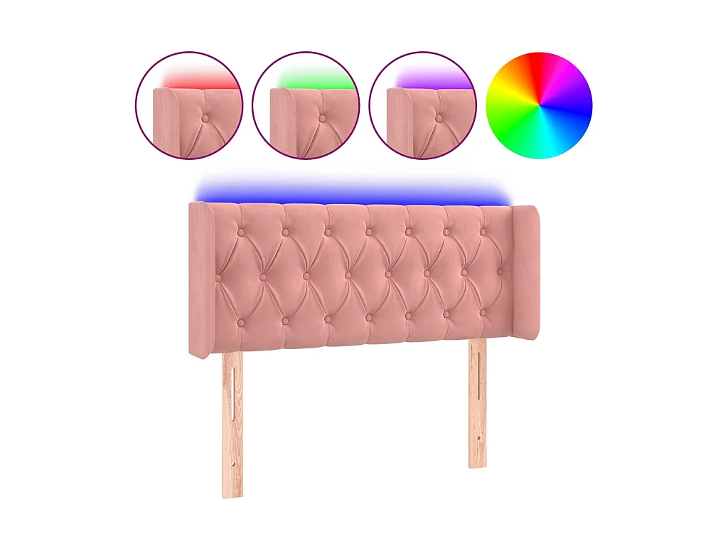 Tête de lit à LED Rose 103x16x78/88 cm Velours
