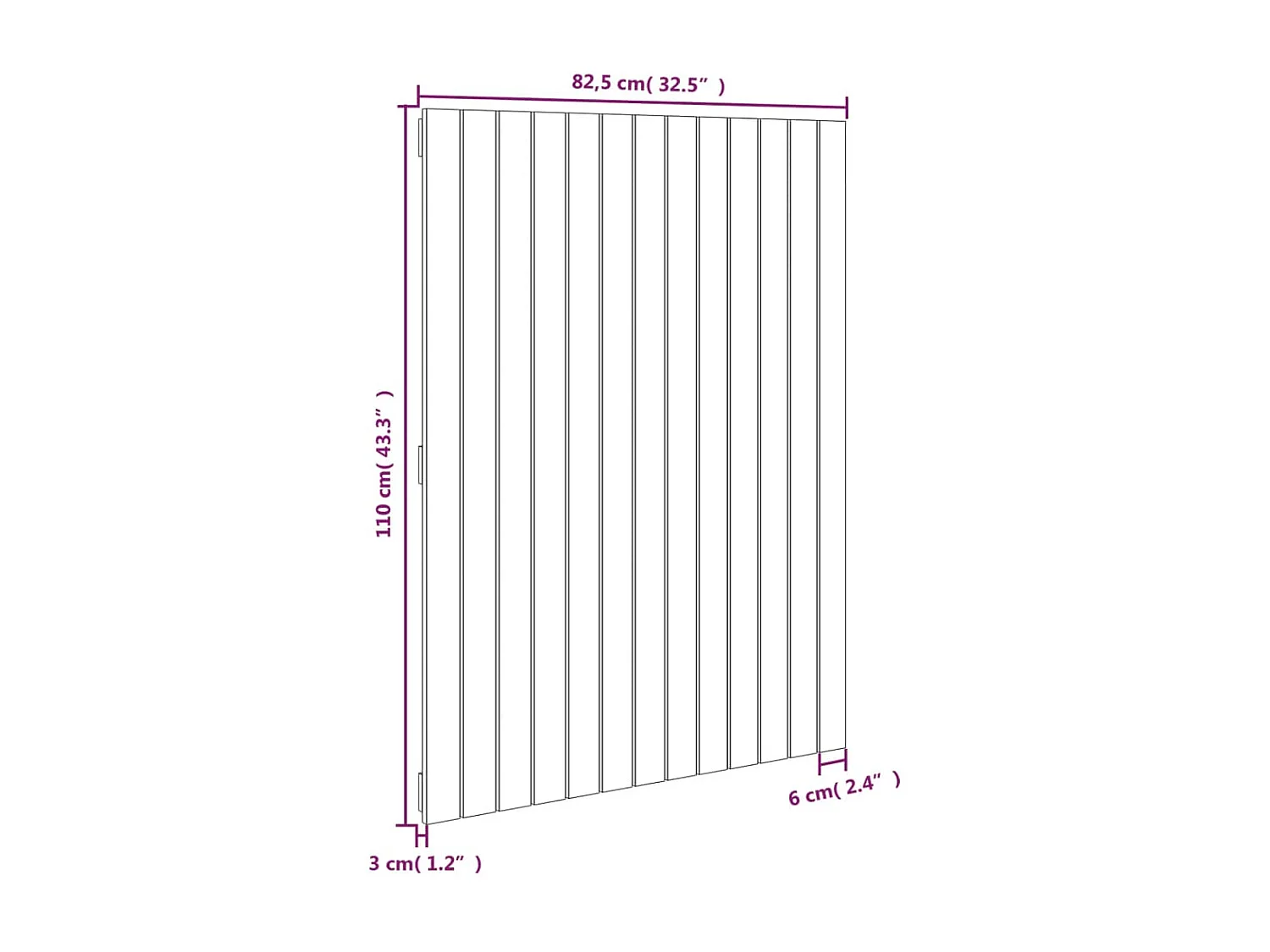 Wandhoofdeinde Wit 82,5x3x110 cm Massief grenenhout