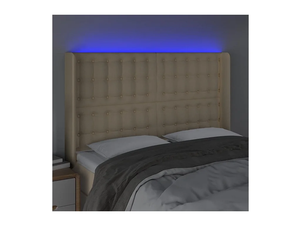 LED-hoofdbord Crème 147x16x118/128 cm Stof