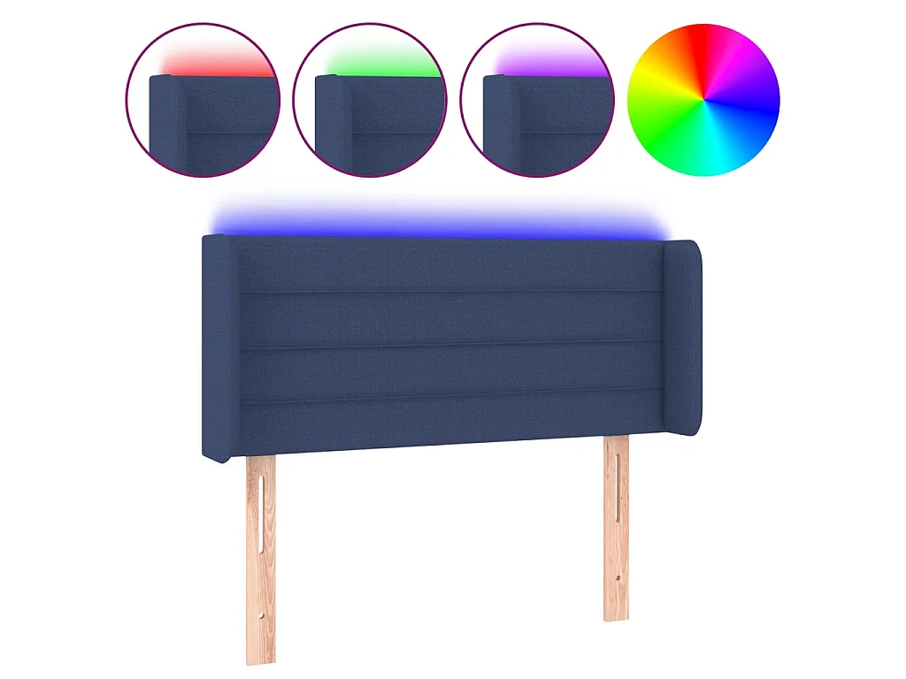 Tête de lit à LED Bleu 103x16x78/88 cm Tissu