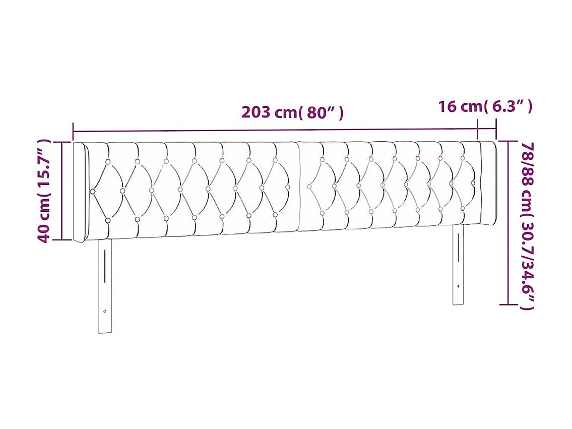 Cabeceira LED Azul 203x16x78/88 cm Tecido