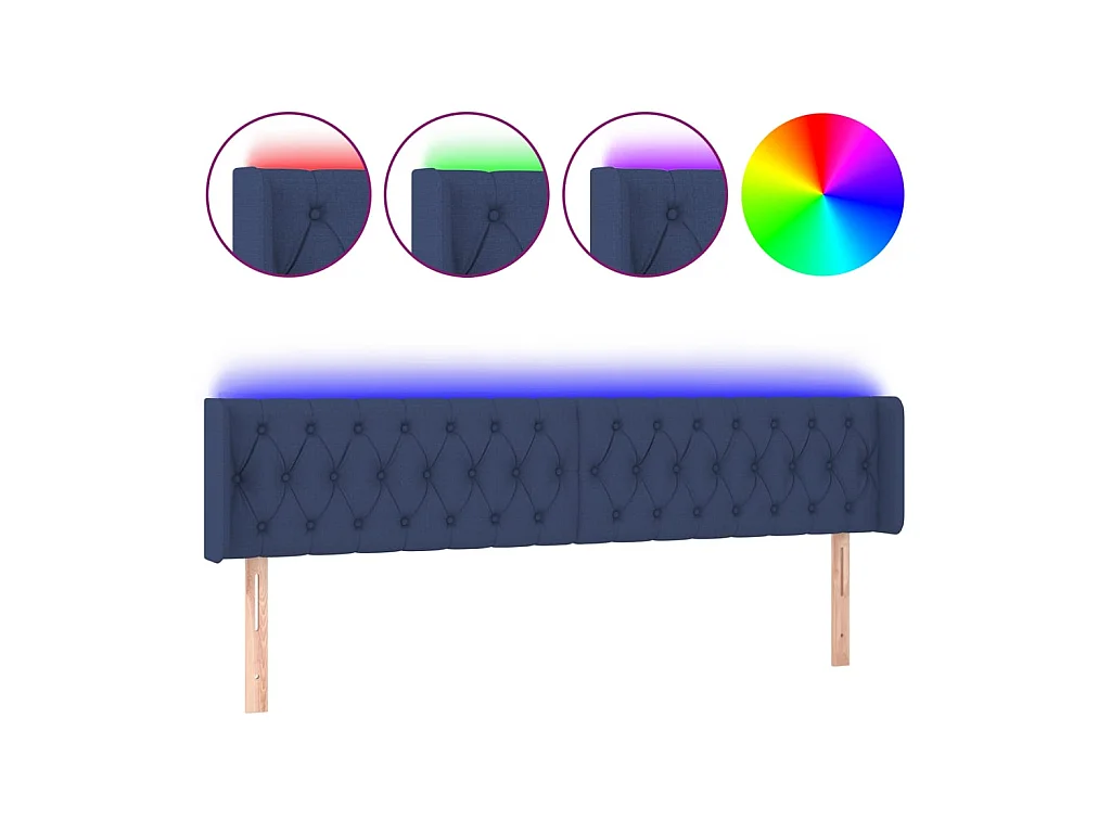 LED-Kopfteil Blau 203x16x78/88 cm Stoff