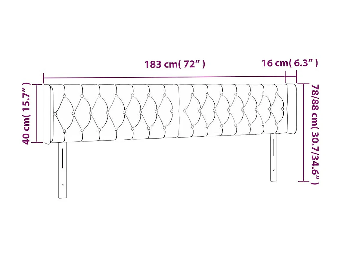 Tête de lit à LED Gris clair 183x16x78/88 cm Velours