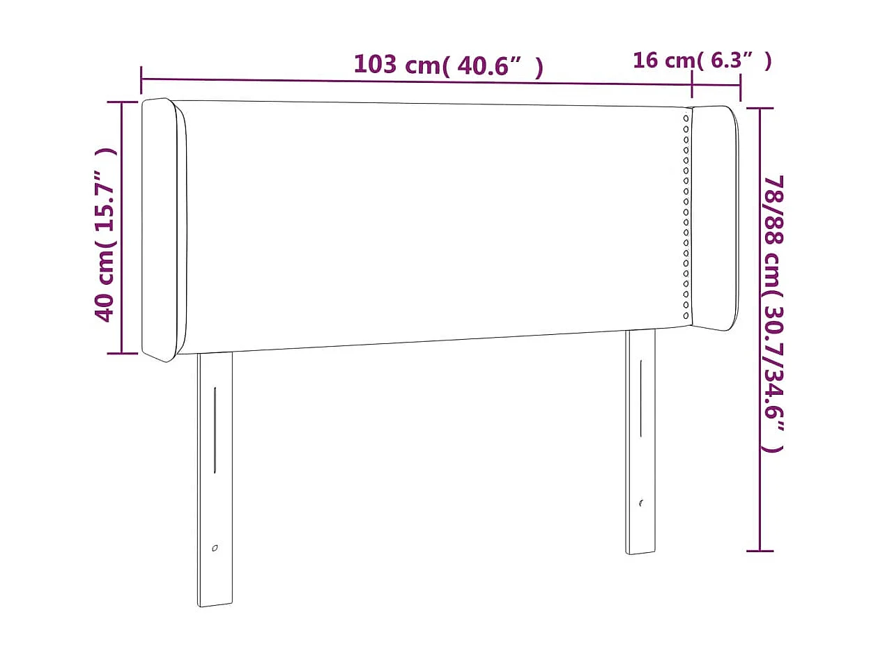 Cabeceira com orelhas Preto 103x16x78/88 cm Pele sintética